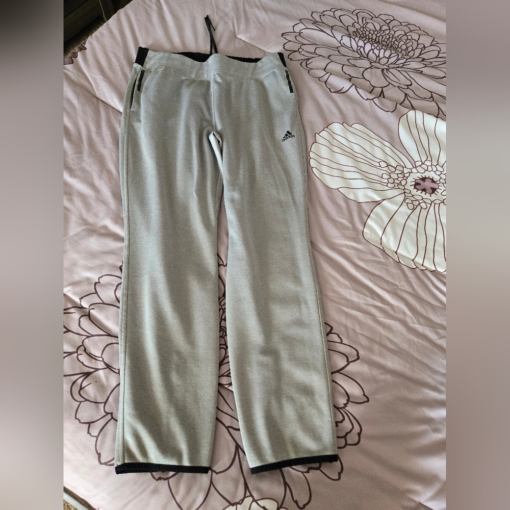 adidas Light Gray Track Pants with Black Trim